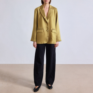 Gold flap pocket long sleeve women's blazer