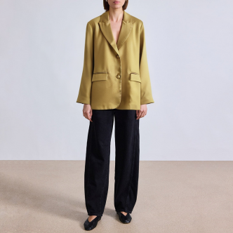 Gold flap pocket long sleeve women's blazer