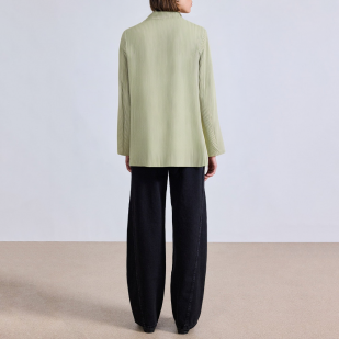 Green striped double breasted women's blazer