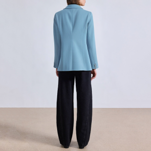 Blue lapel single button women's suit jacket