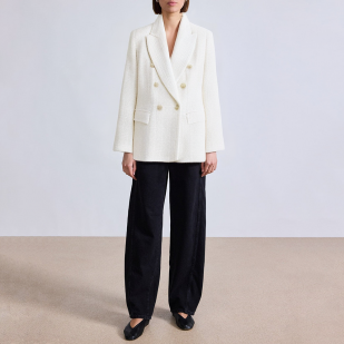 Elegant textured double breasted women's blazer