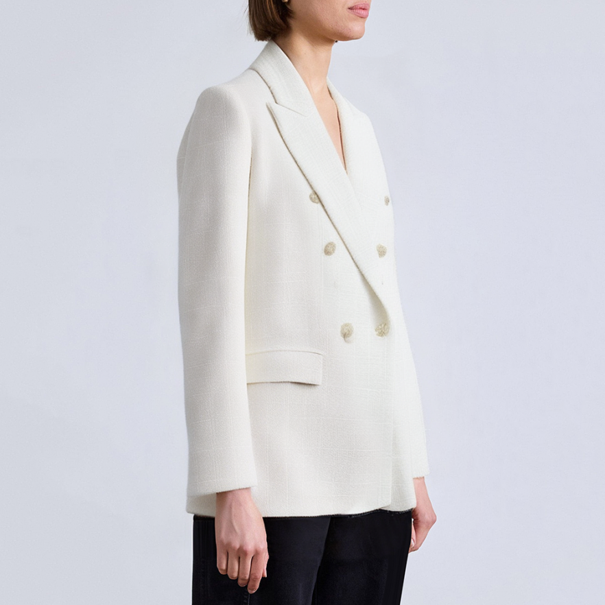 Elegant textured double breasted women's blazer
