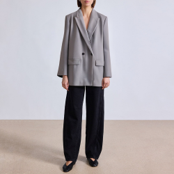 Grey loose long sleeve women's suit jacket