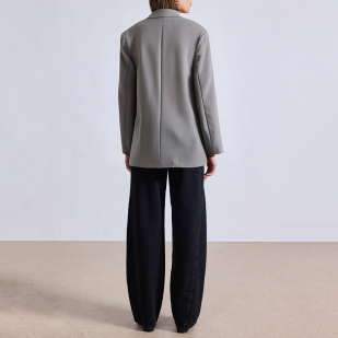 Grey loose long sleeve women's suit jacket