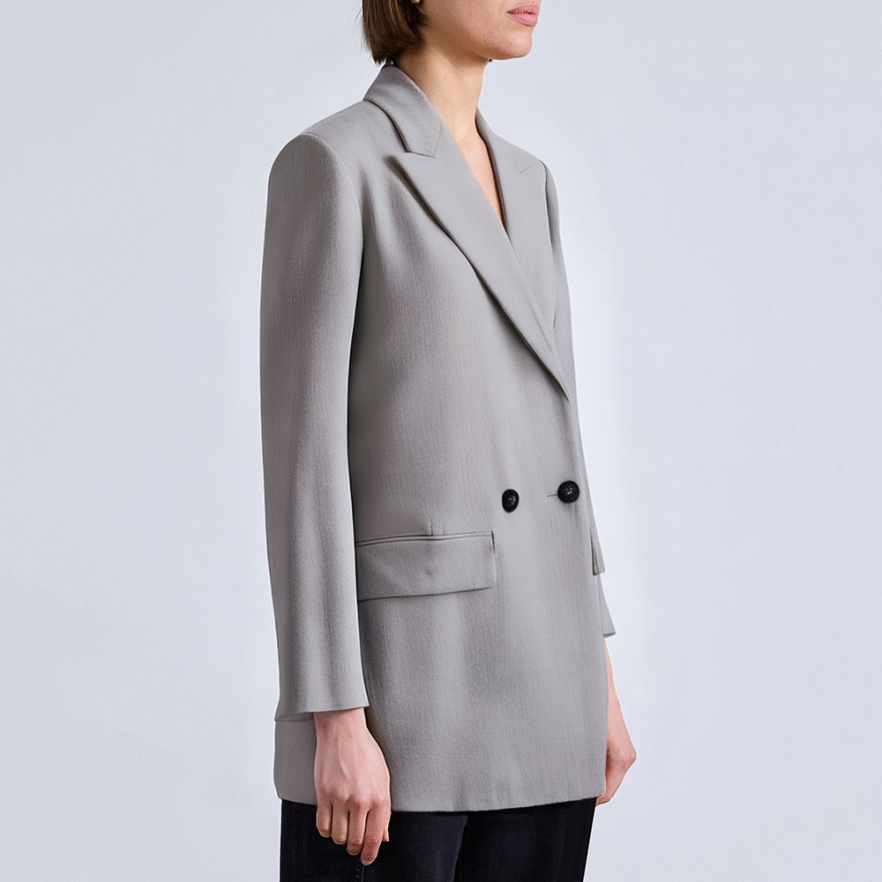 Grey loose long sleeve women's suit jacket