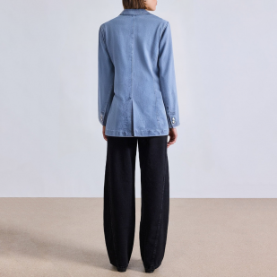 Blue loose denim suit jacket for women