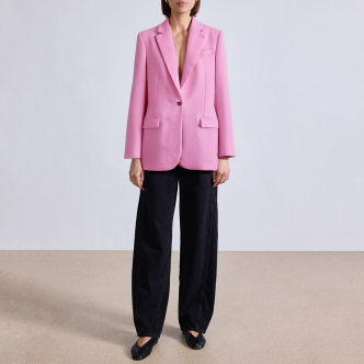 Pink single button loose women's suit jacket