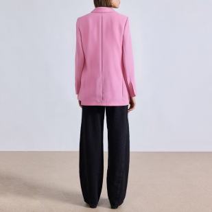Pink single button loose women's suit jacket