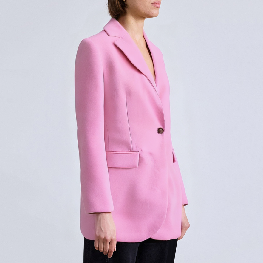 Pink single button loose women's suit jacket