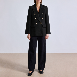 Elegant Black Textured Women's Blazer