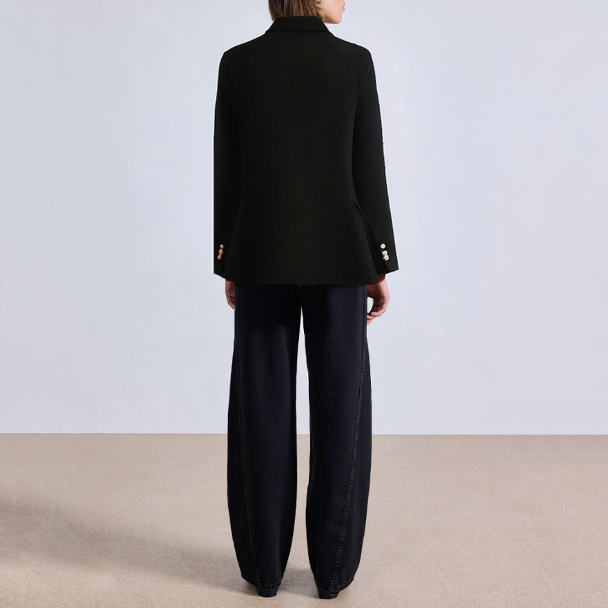 Elegant Black Textured Women's Blazer