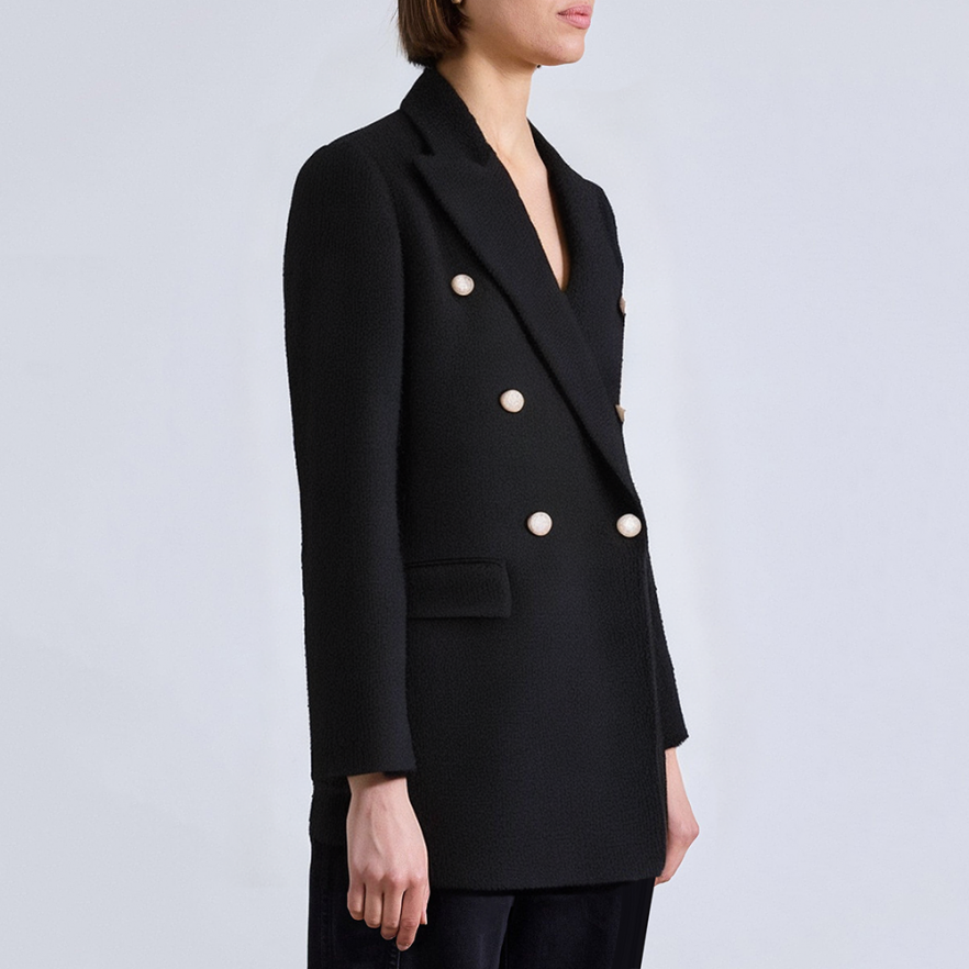 Elegant Black Textured Women's Blazer