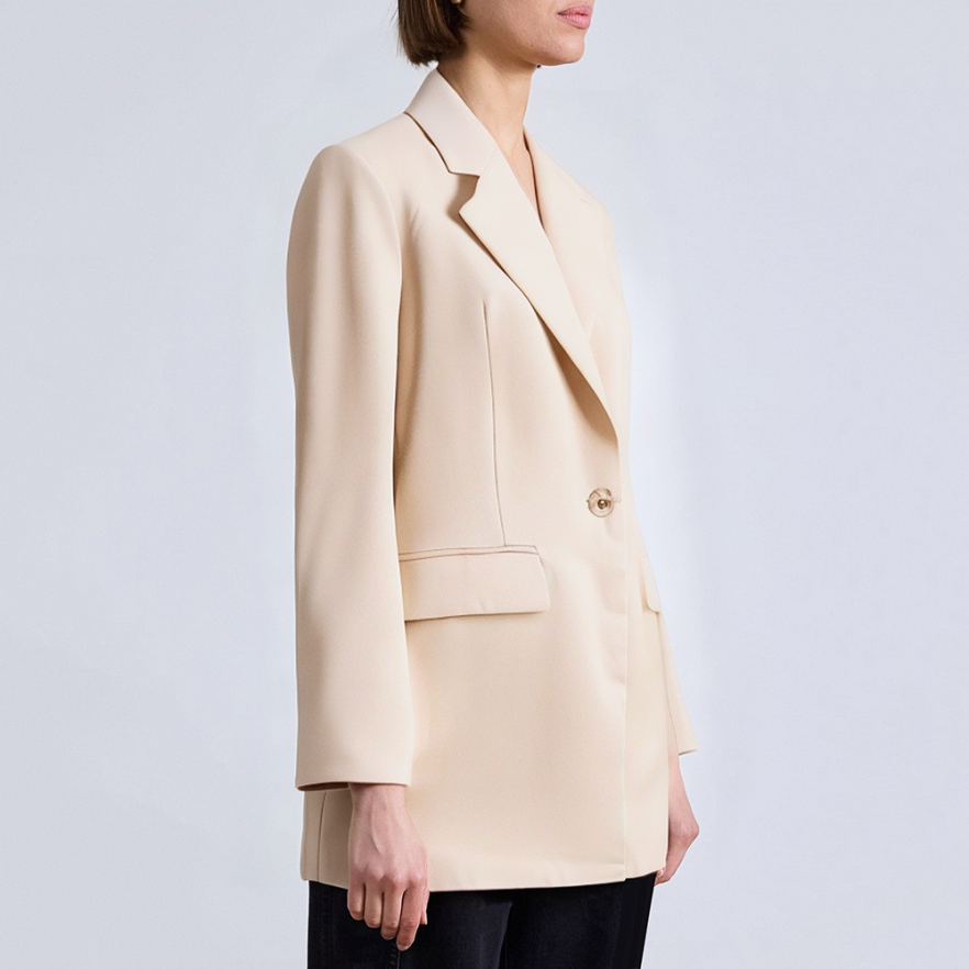 Versatile single button long sleeve women's suit jacket
