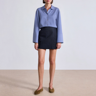 Blue lapel oversized ladies business formal suit