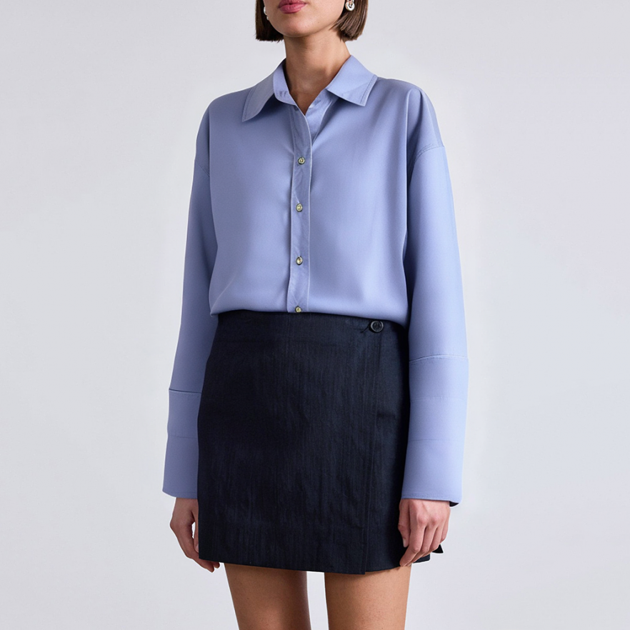 Blue lapel oversized ladies business formal suit