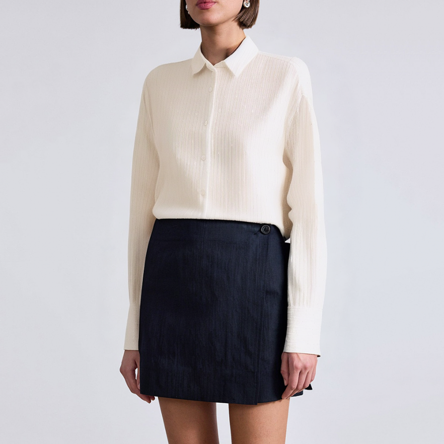 Beige textured striped ladies business formal suit