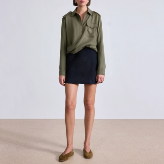 Green patch pocket cross ladies business formal suit