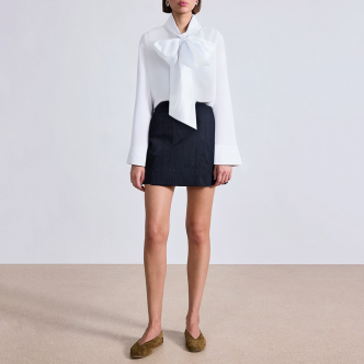 White bow tie side slit ladies business formal suit