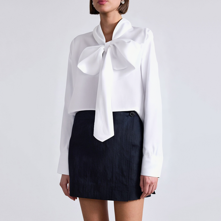 White bow tie side slit ladies business formal suit