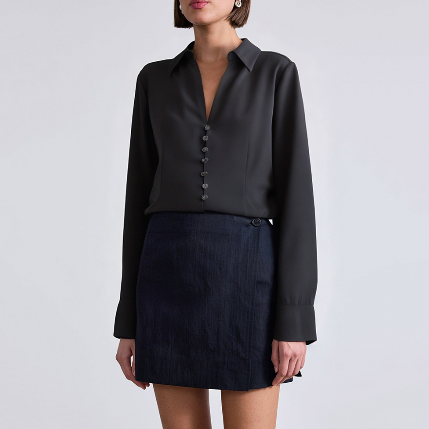 Black lapel satin women's business formal suit