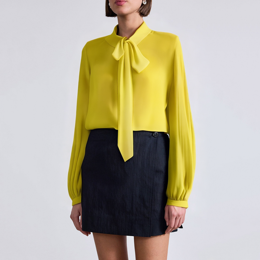 Yellow breathable chiffon ladies' business formal suit