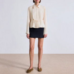 Beige pleated satin women's business formal suit