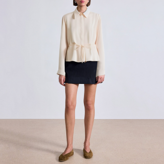 Beige pleated satin women's business formal suit