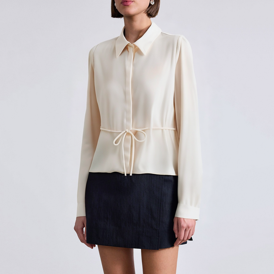 Beige pleated satin women's business formal suit