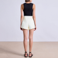 Asymmetric multi-layer wrap short skirt