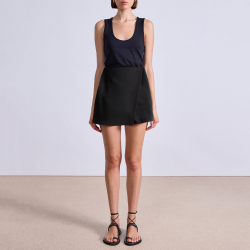 Black high waist side zipper ladies skirt