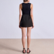 Black high waist side zipper ladies skirt
