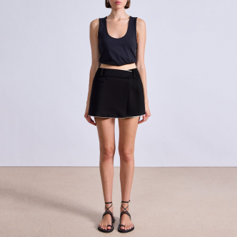 Contrast color cross mid-waist women's skirt