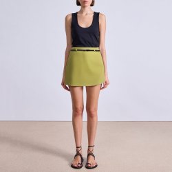 High waist casual thin belt ladies skirt