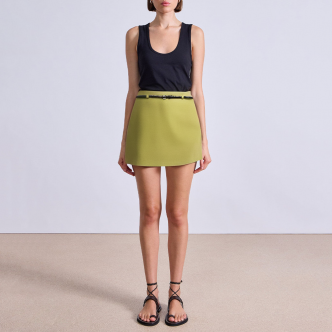 High waist casual thin belt ladies skirt