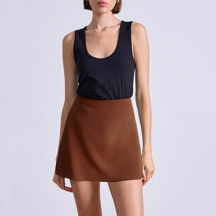 Brown high waist casual women's skirt