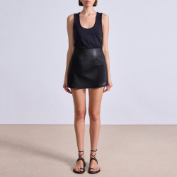 Faux leather black high waist ladies skirt