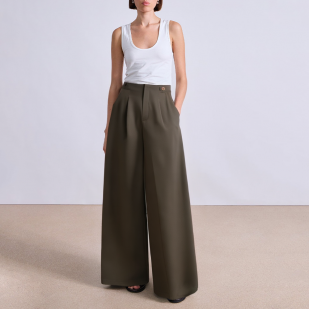 Green high waist wide leg women's suit pants