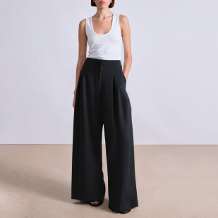 Front pleated side pockets high waist women's suit pants