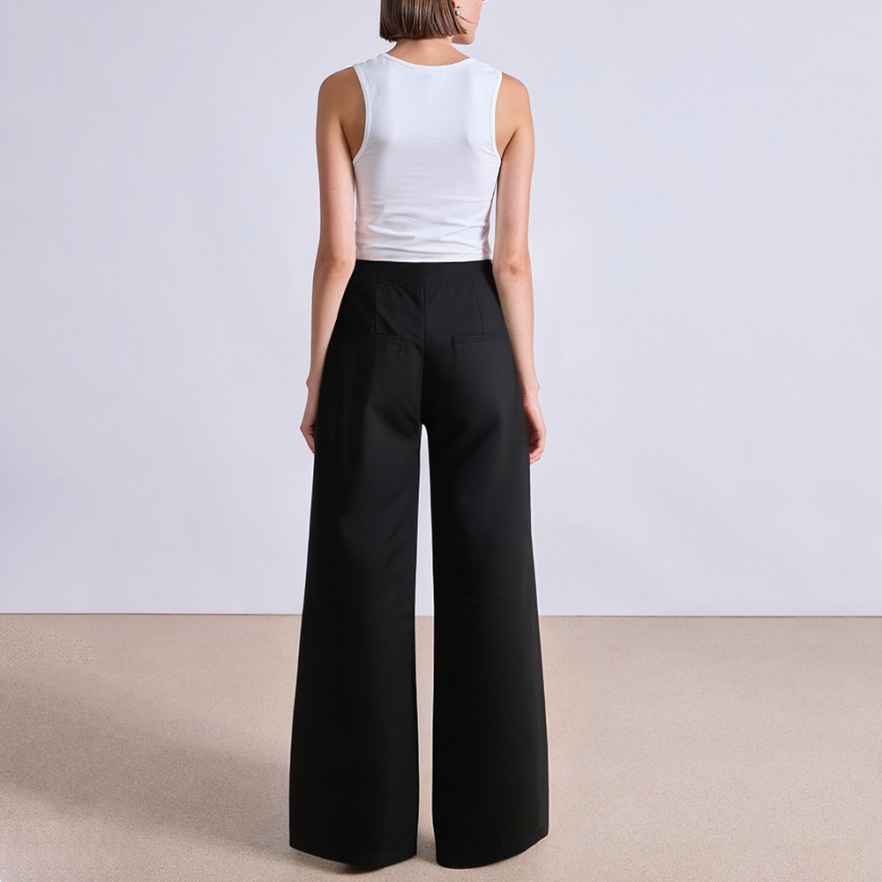 Front pleated side pockets high waist women's suit pants