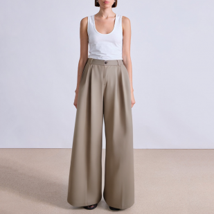 Simple high waist wide leg women's suit pants