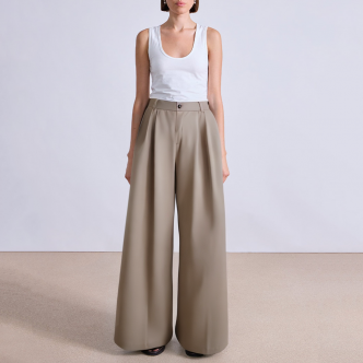 Simple high waist wide leg women's suit pants