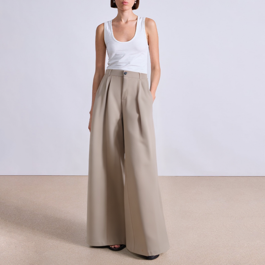 Simple high waist wide leg women's suit pants
