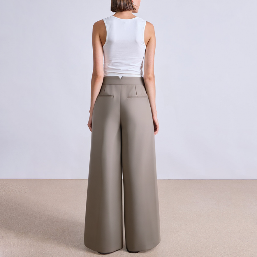 Simple high waist wide leg women's suit pants