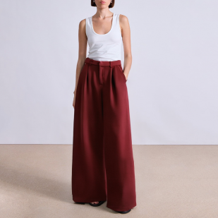 Burgundy high waist straight women's suit pants