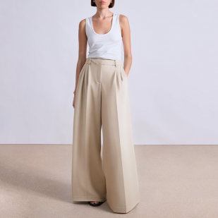 Casual pleated wide leg women's suit pants