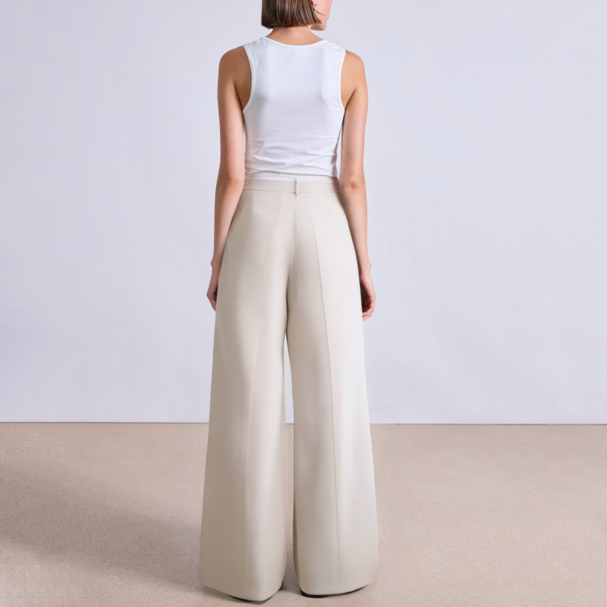 Casual pleated wide leg women's suit pants