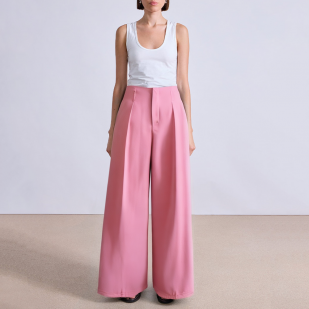 Fashion pink wide leg women's suit pants