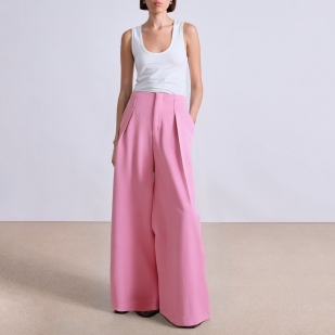 Fashion pink wide leg women's suit pants