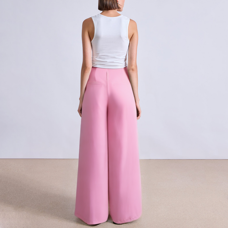 Fashion pink wide leg women's suit pants