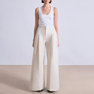 White side pocket wide leg women's suit pants